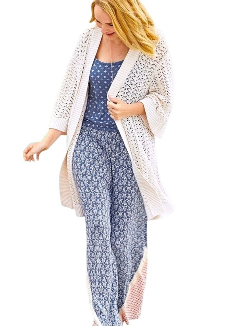 Matilda Jane Blue Printed Jumpsuit  Boho Casual Flowy One Piece Relaxed Wear